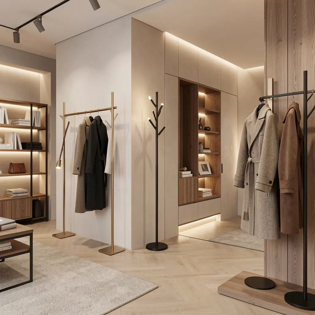 Designer coat stand in bright hallway setting