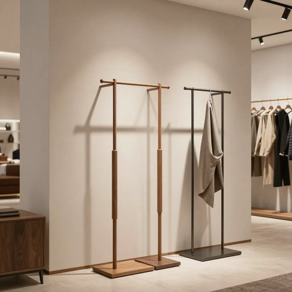 Oak wood coat stand with minimalist design