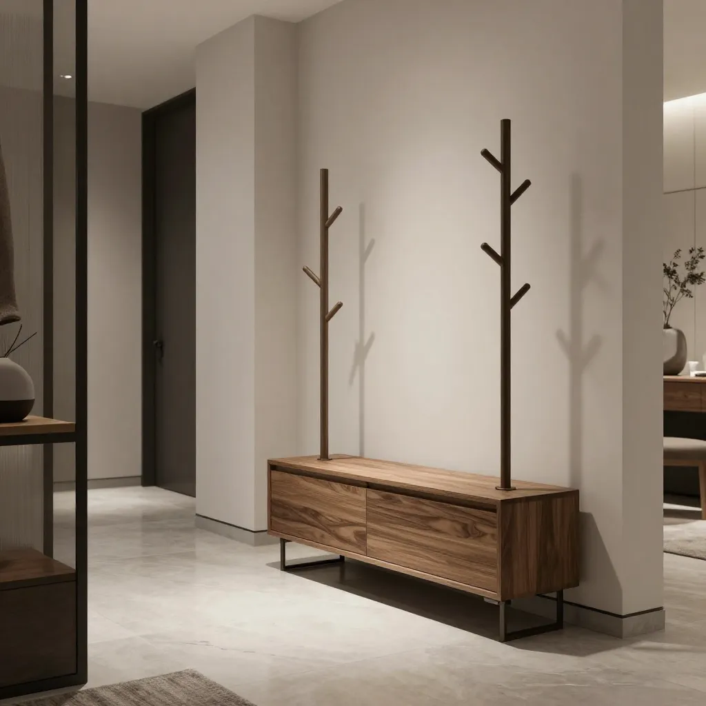 Natural wood grain and metal craftsmanship