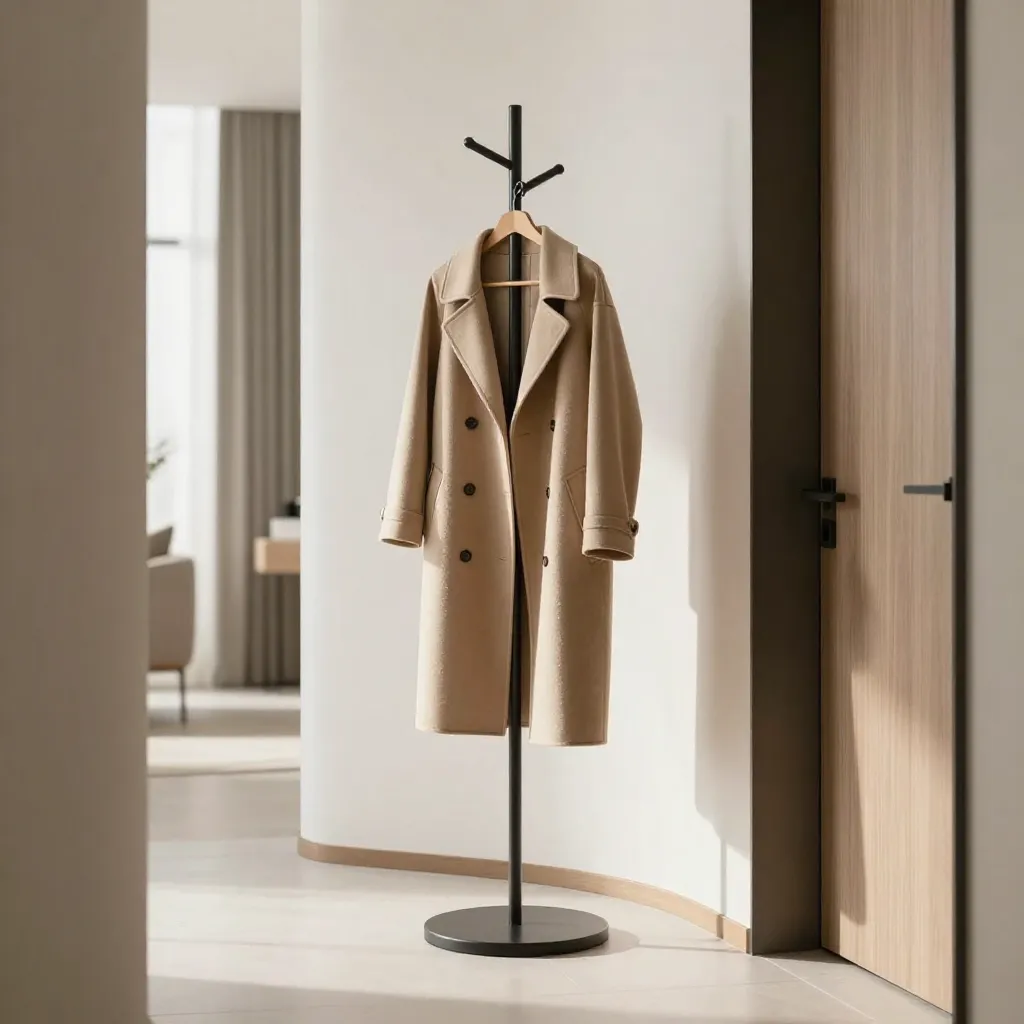 Warm hallway with wooden furniture